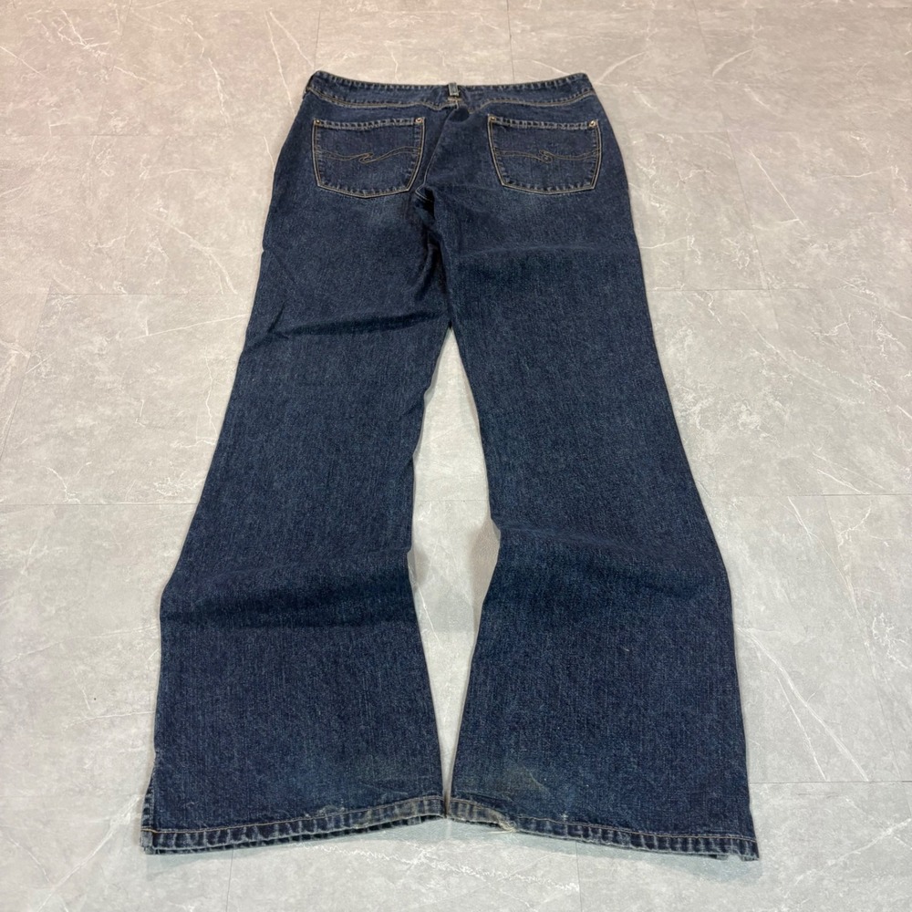 Silver Jeans Co Womens Dark Wash Flare Leg Denim Jeans Size 33 Y2K Slit Hem